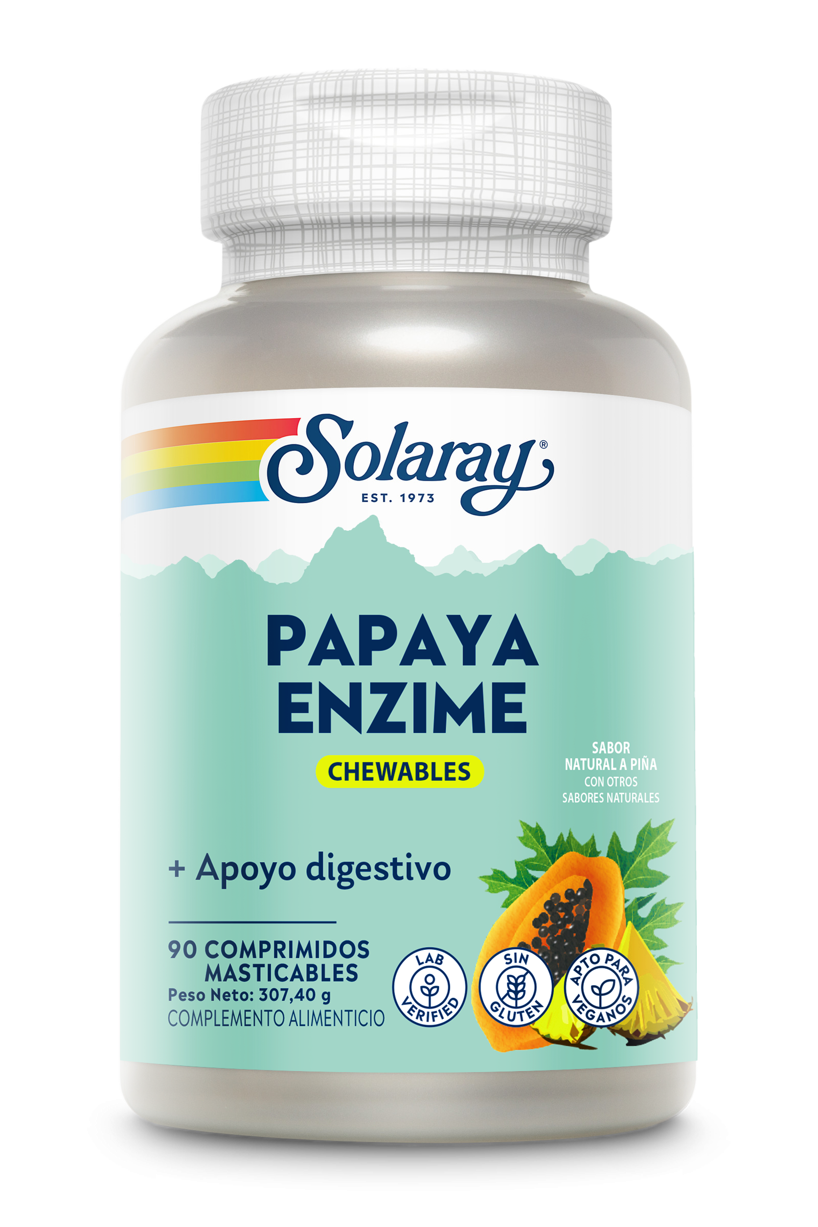 PAPAYA ENZYME - 90 COMP.MASTICABLES SABOR TROPICAL – Solaray
