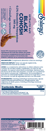 BLACK COHOSH (CIMICIFUGA) - 120 VEGCAPS