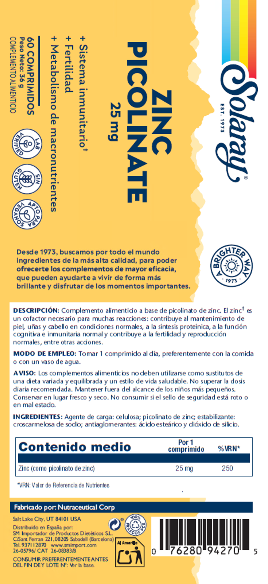 ZINC PICOLINATO 25 MG - 60 VEGCAPS