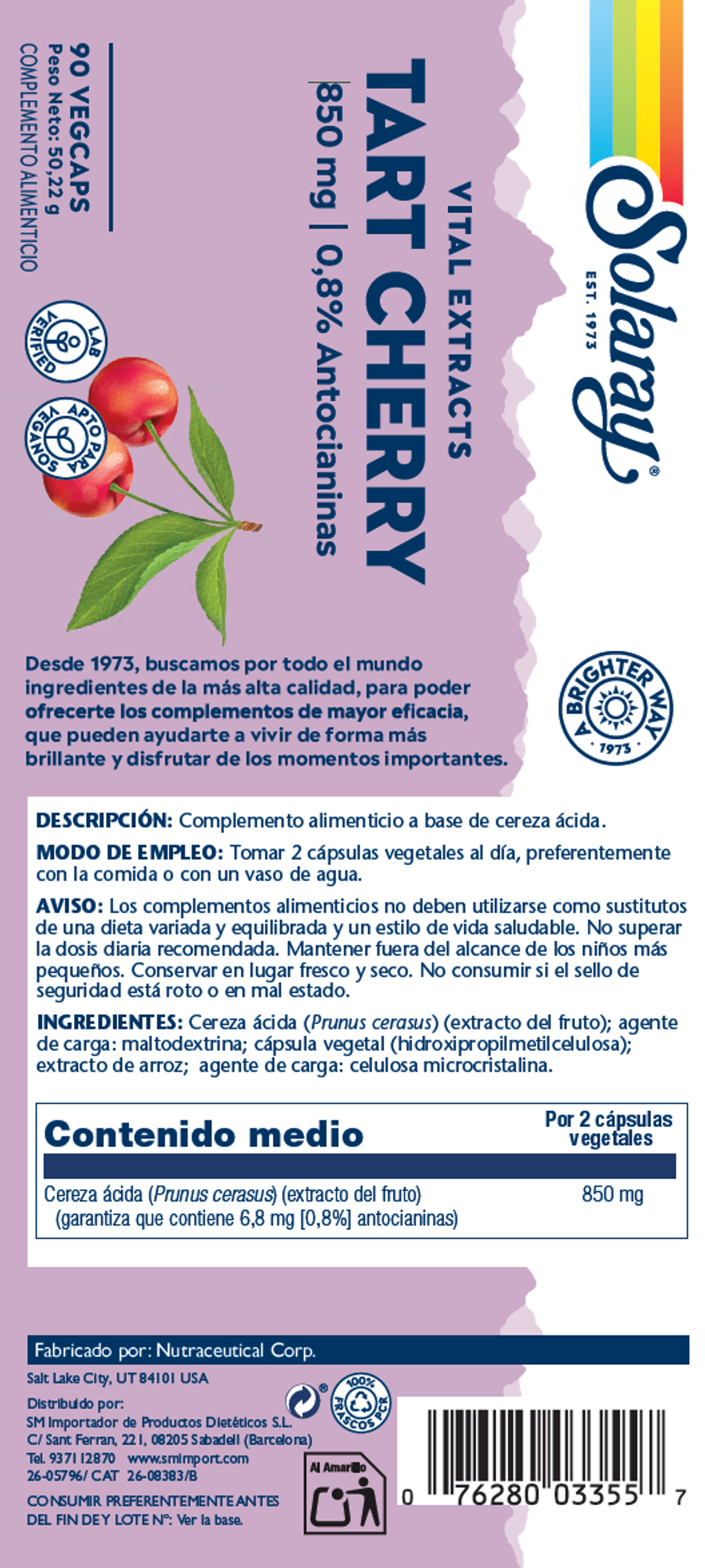 TART CHERRY (CEREZA ÁCIDA) - 90 VEGCAPS