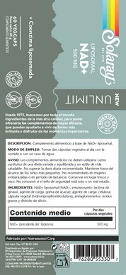 NAD+ LIPOSOMAL UNLIMIT 500 MG. - 60 VEGCAPS