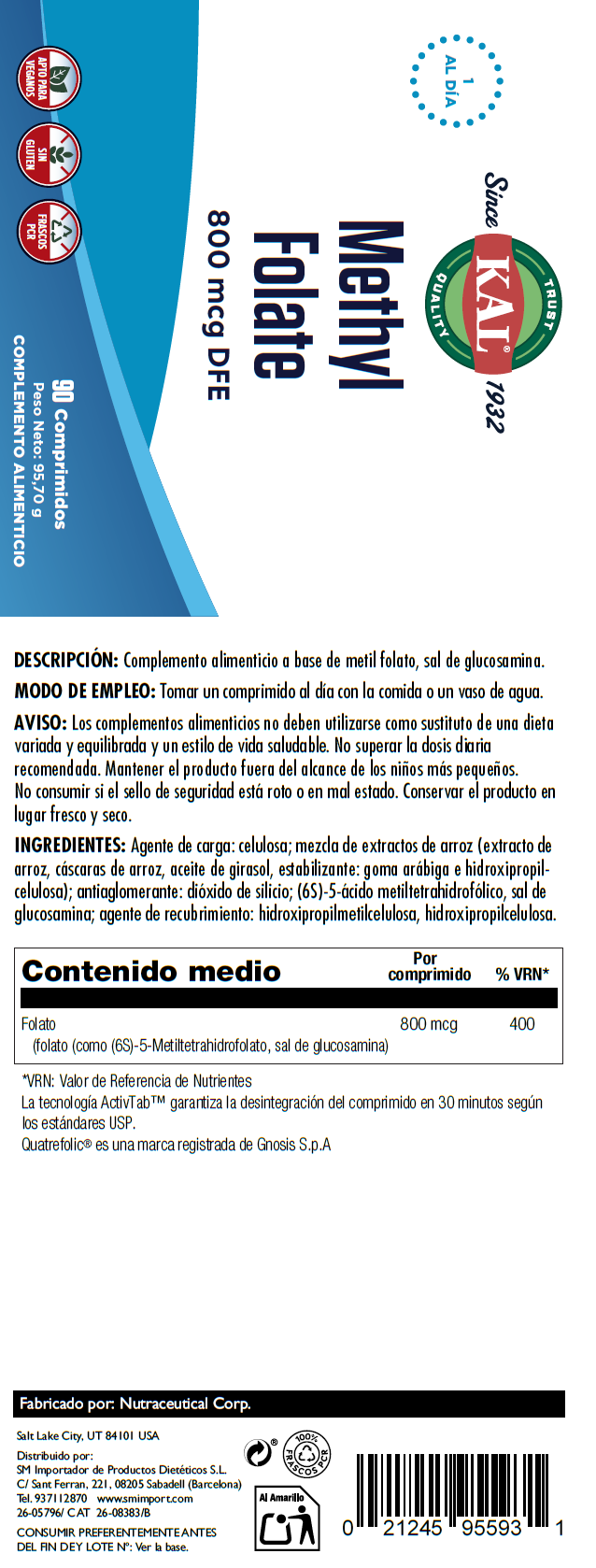 METHYL FOLATE - 90 COMPRIMIDOS