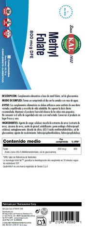 METHYL FOLATE - 90 COMPRIMIDOS