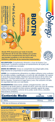 BIOTINA  - 100 COMPRIMIDOS SUBLINGUALES