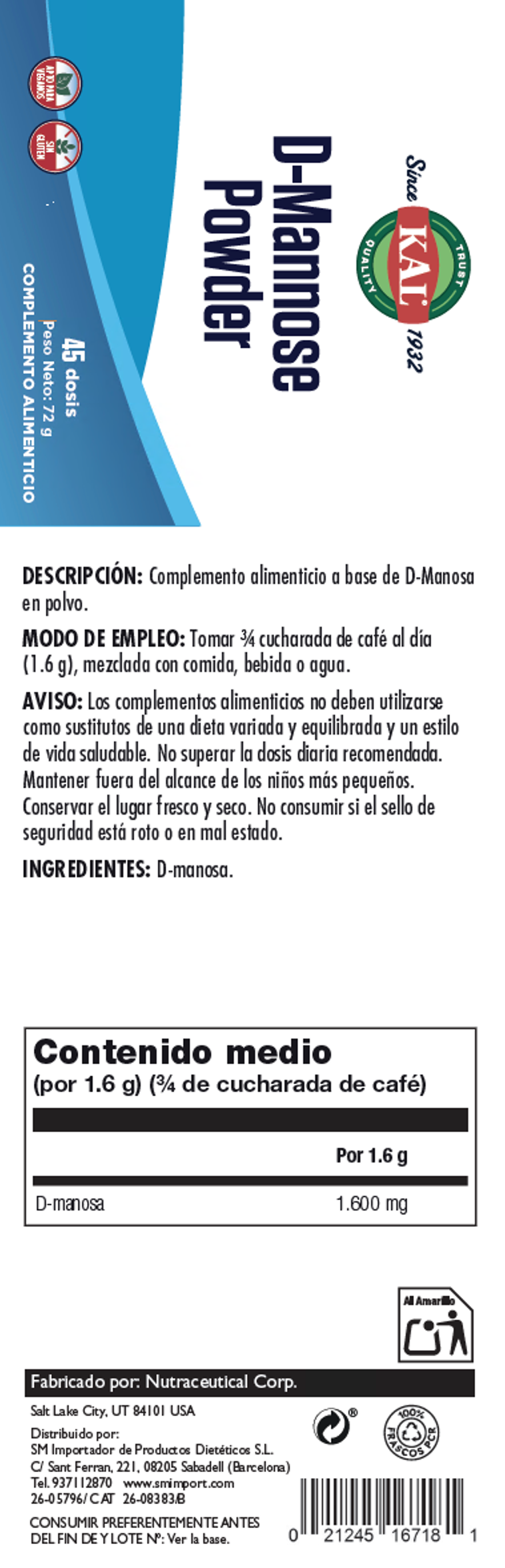 D-MANNOSE - 1600 MG POLVO