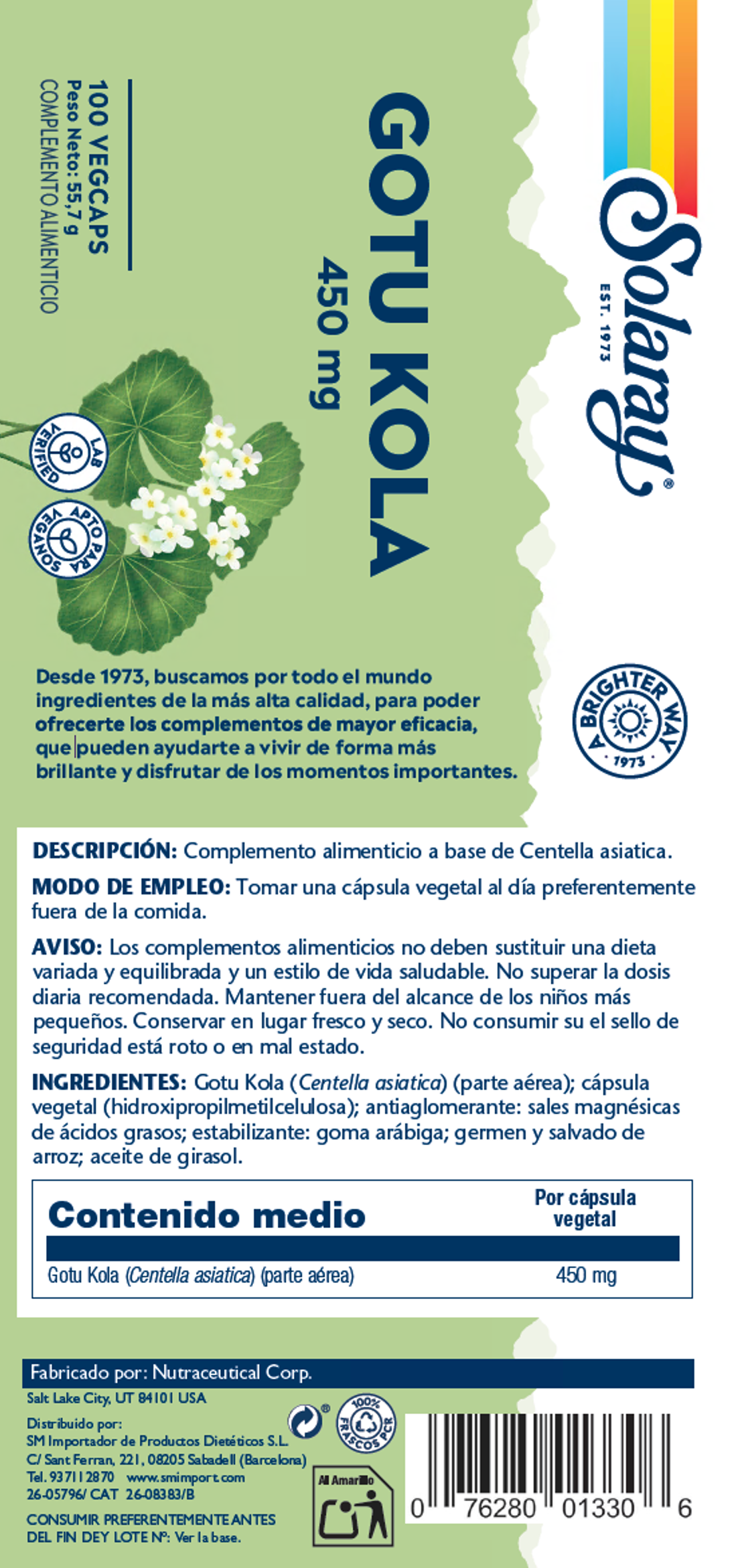 GOTU KOLA - 100 VEGCAPS