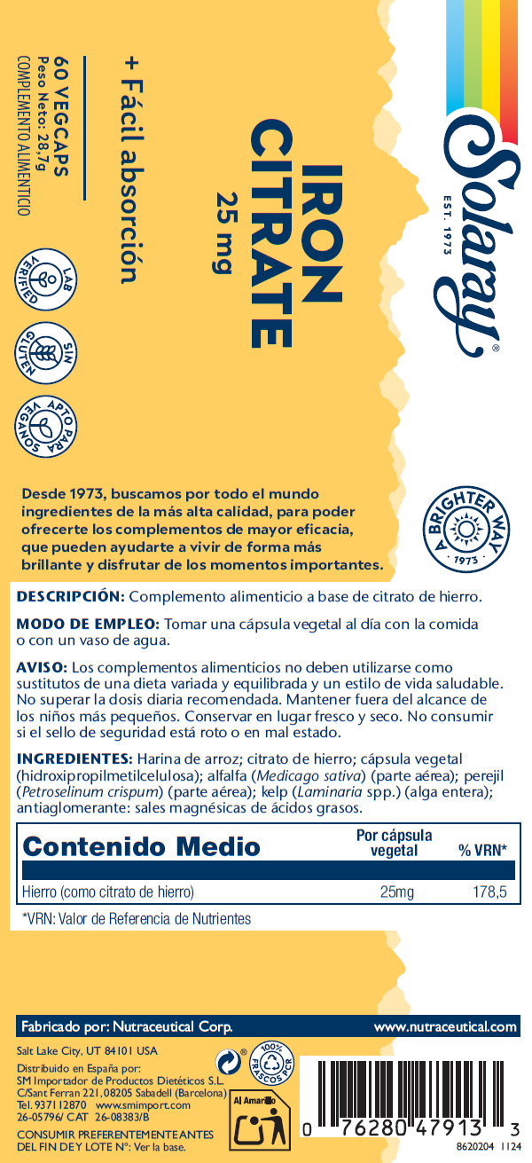IRON 25 MG - HIERRO - 60 VEGCAPS