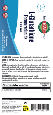 SUPER L-GLUTATHIONE 500 MG - 30 VEGCAPS