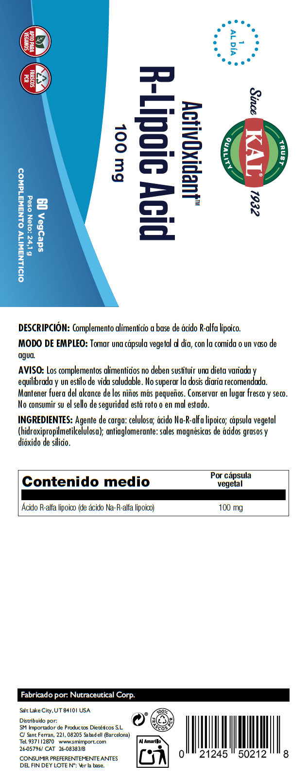 R-LIPOIC ACID ACTIVOXIDANT - 60 VEGCAPS