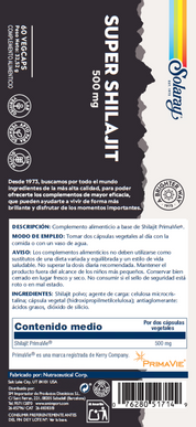 SUPER SHILAJIT 500 MG - 60 VEGCAPS