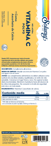 VITAMINA C EN POLVO - NO ACIDA - 227 GR