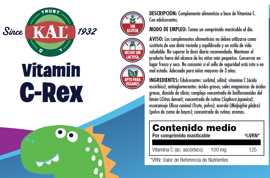 VITAMINA C REX -100 DINOSAURIOS MASTICABLES