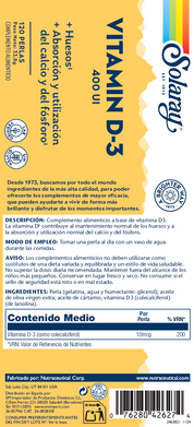 VITAMIN D3 400UI - 120 PERLAS (ES)