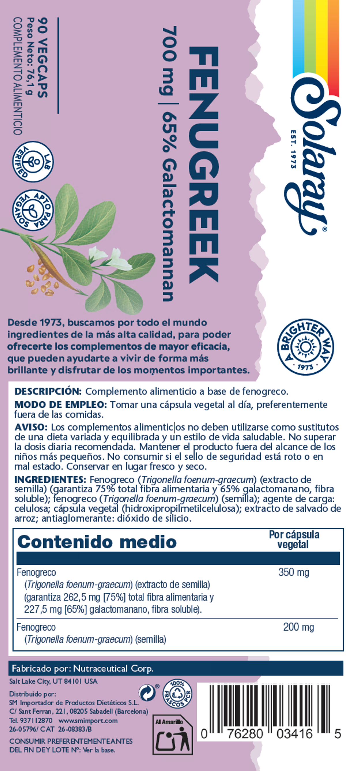 FENUGREEK (FENOGRECO) - 90 VEGCAPS