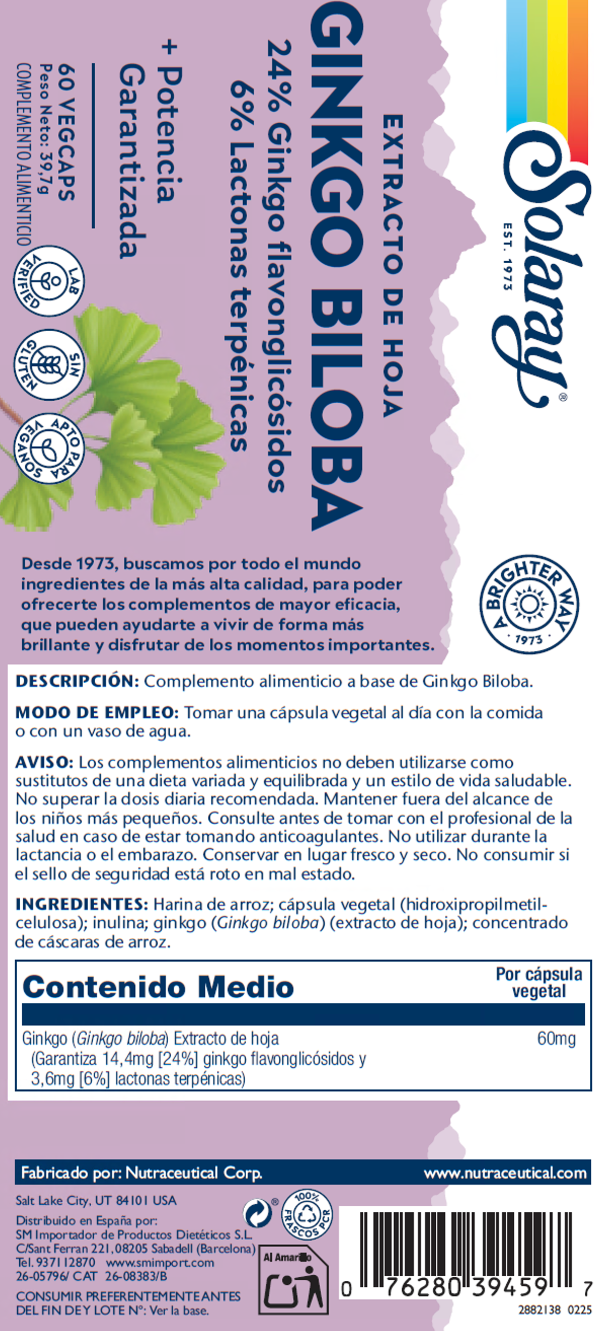 GINKGO BILOBA - 60 VEGCAPS