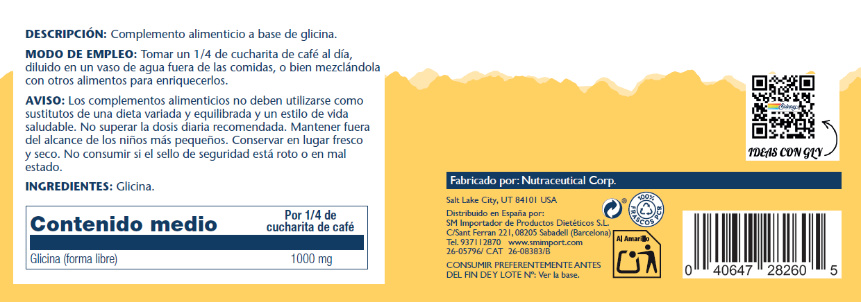 GLYCINE POLVO - 1000 MG /400 DOSIS