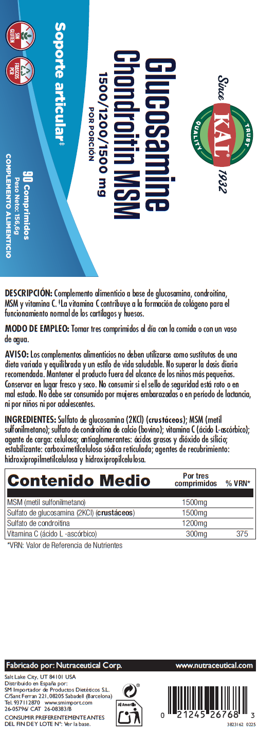 GLUCOSAMINE, CHONDROITINE & MSM - 90 COMPRIMIDOS