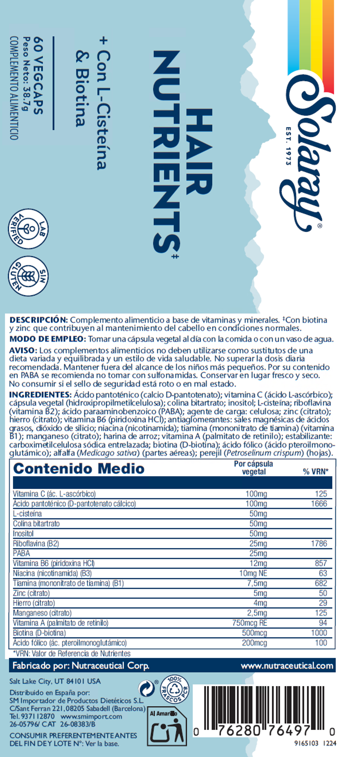 HAIR NUTRIENTS - 60 & 120 VEGCAPS