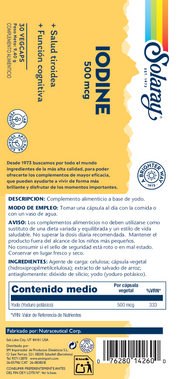 IODINE 500 MCG - 30 VEGCAPS