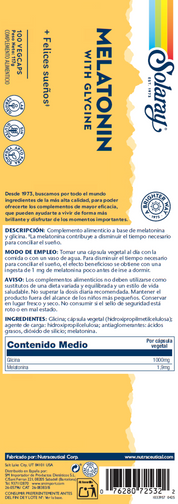 MELATONIN CON GLYCINE - 100 VEGCAPS