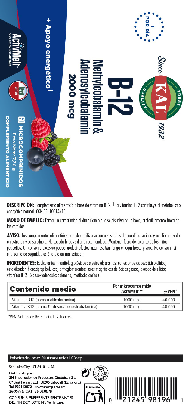 B12 METHYLCOBALAMIN & ADENOSYLCOBALAMIN - 60 MICROCOMPRIMIDOS