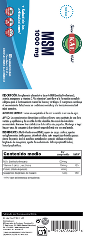 MSM 1000 MG - 80 COMPRIMIDOS