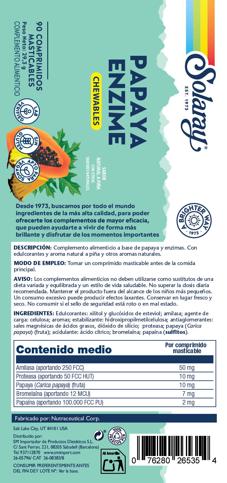 PAPAYA ENZYME - 90 COMP.MASTICABLES SABOR TROPICAL