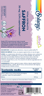 SAFFRON  AZAFRAN (AFFRON) - 30 VEGCAPS