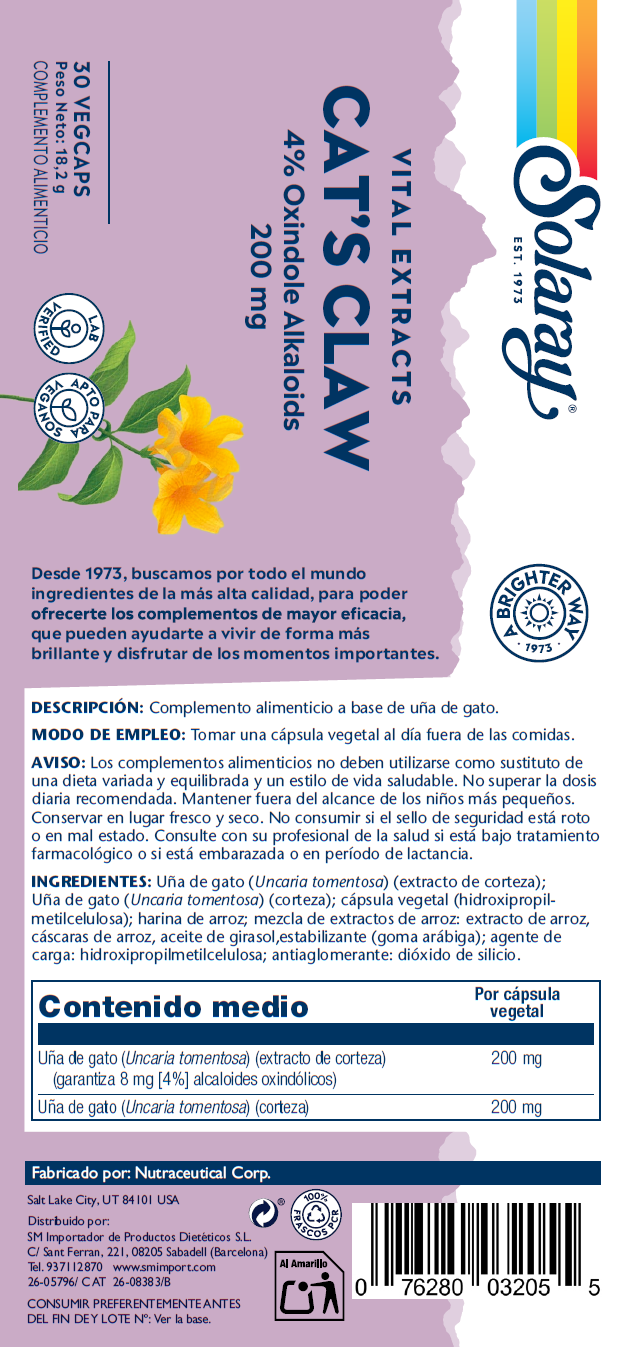 UÑA DE GATO (CAT'S CLAW)  - 30 VEGCAPS