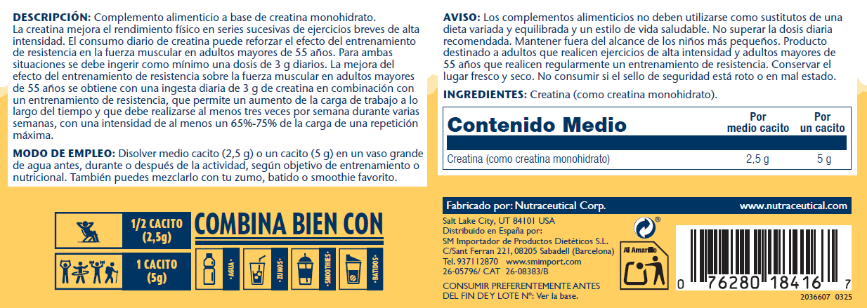 CREATINA  - 225 GR SIN SABOR